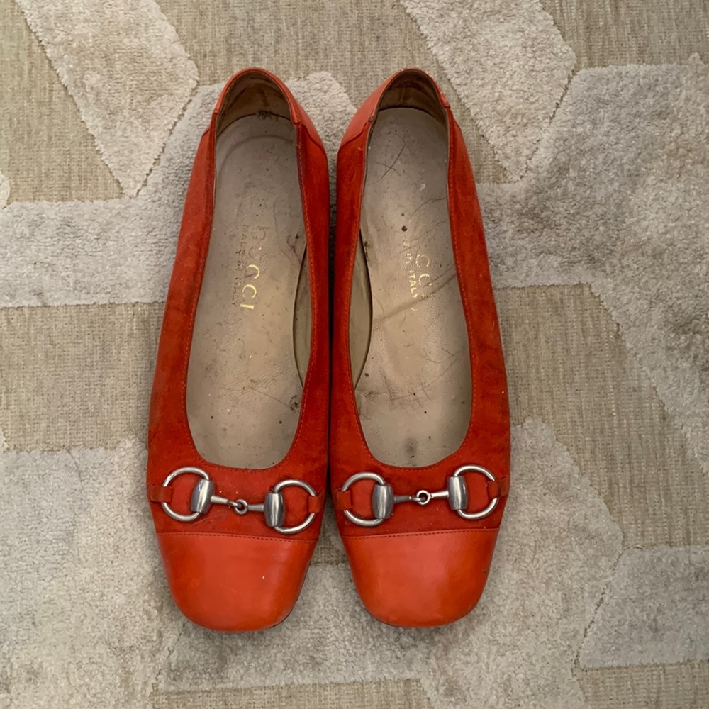 Orange Gucci Flats